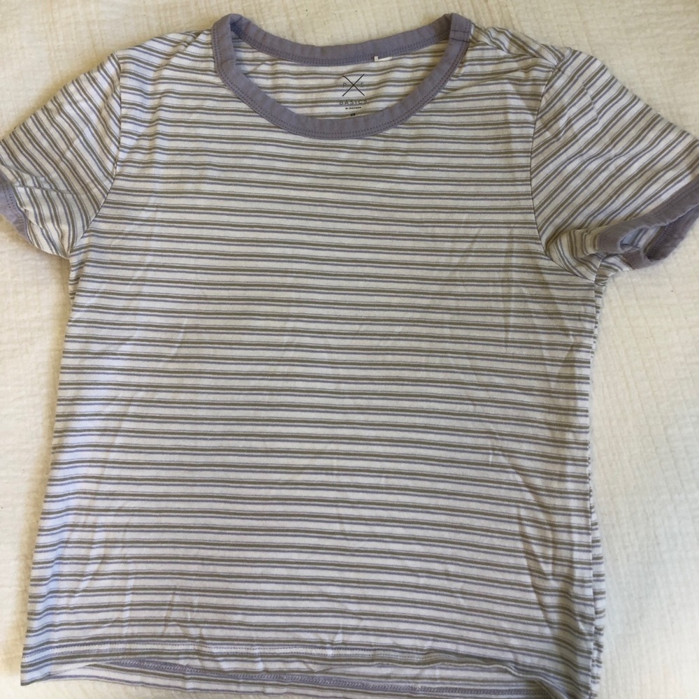 Purple and white striped top
